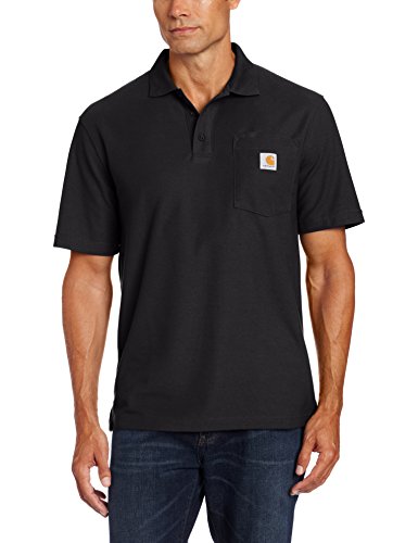 Carhartt Poloshirt/Arbeitsshirt für Herren, mit Tasche, Originalpassform, K570, XXL, Schwarz , 1