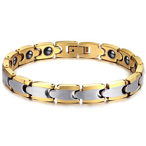 JewelryWe Schmuck Wolframcarbid Gesundheit Magnet Armband für Damen & Herren Magnetarmband Armreif Gold/Silber