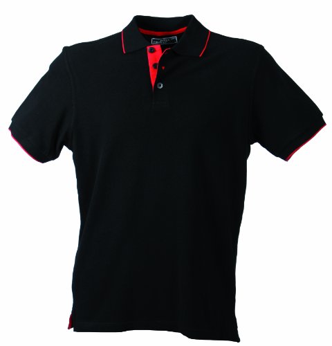 James & Nicholson Herren Poloshirt Polo Campus schwarz (black/red) X-Large