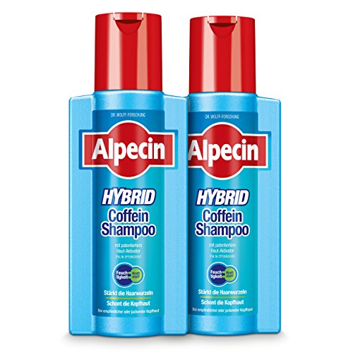 Alpecin Hybrid-Coffein Shampoo, 2 x 250 ml – Spendet Feuchtigkeit und beugt Haarausfall vor