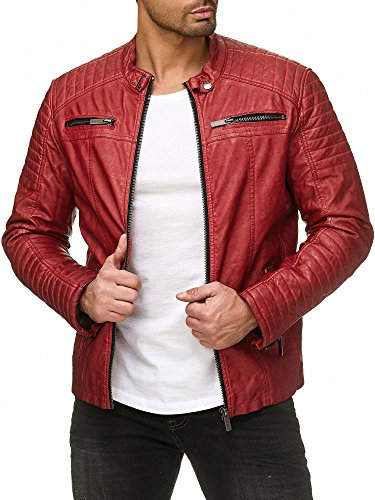 Red Bridge Jacke Herren Biker Kunst- Lederjacke R-41451W Redbridge (XXL, Rot)