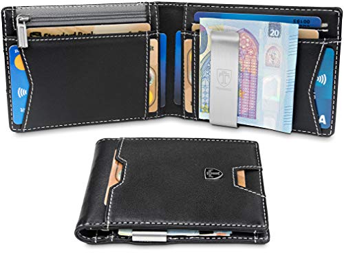 TRAVANDO Geldbeutel Männer mit Geldklammer Moscow Kartenetui Slim Portemonnaie Wallet Portmonaise Herren Geldbörse Männer klein Münzfach RFID Kreditkartenetui Brieftasche Portmonee Geschenk