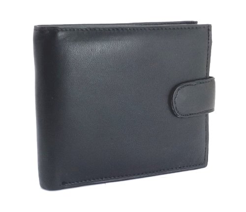 RAS Herren-Qualität Luxus Weiche Schwarze Leder-Brieftasche – ID-Karte Fenster – Kreditkarte & Debitkartenhalter – Münztasche – 895 (Schwarz)