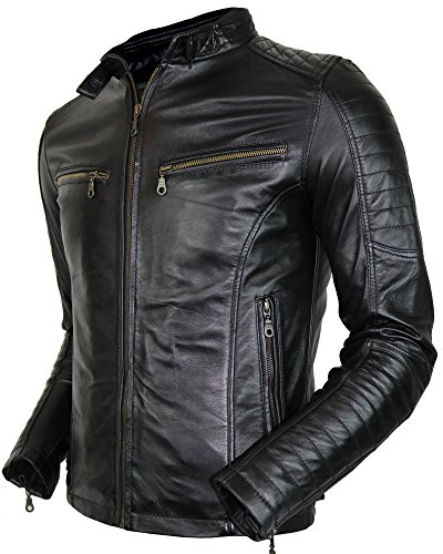 MDM Herren Echt Lederjacke Bikerjacke (3XL)