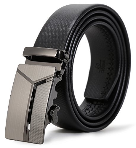 ITIEZY Herren Gürtel Ratsche Automatik Gürtel für Männer 35mm Breit Ledergürtel, Schwarz 102, Länge: Bis zu 49,21 Inches (125cm)