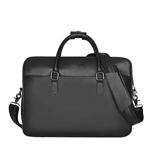 Leathario Herren Aktentasche Laptoptasche Ledertasche für Business Retro schwarz