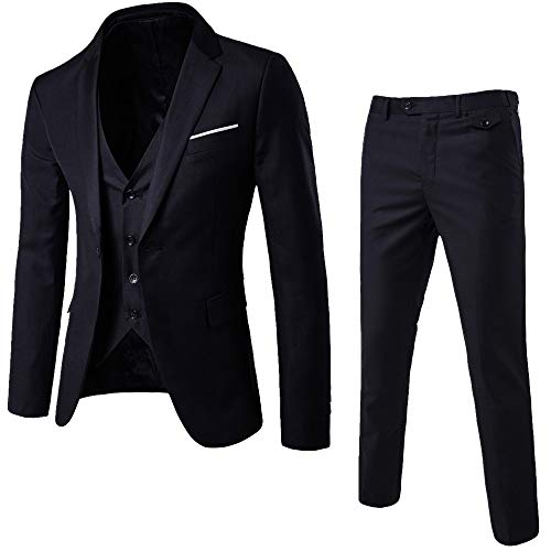 Geili Herrenanzug Slim Fit 3-Teilig Business EIN Knopf Smoking Herren Anzug Festlich Hochzeit Party Anzüge 3-Teilig Sakko Jacke Hose Weste Set in Schwarz Grau Marine Weinrot