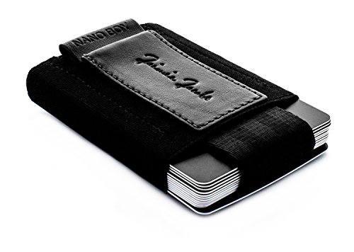 JAIMIE JACOBS Nano Boy Mini Wallet Mini Geldbörse aus Textil Kleiner Geldbeutel Slim Wallet mit Zugband Kartenhalter Mini-Portmonee, Kartenetui für Herren und Damen (Schwarz)