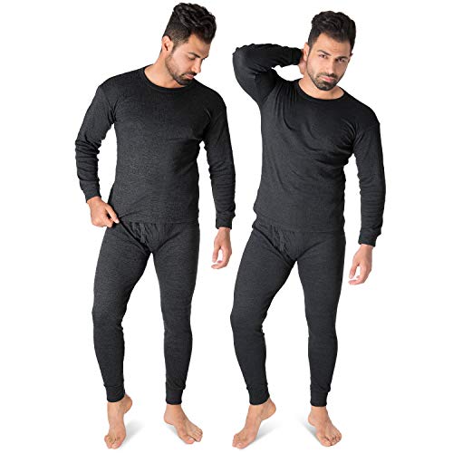 Thermounterwäsche Herren Thermo Unterwäsche Lange Unterhose + Langarm Unterhemd Blacksnake® 2er Pack – L – Anthrazit