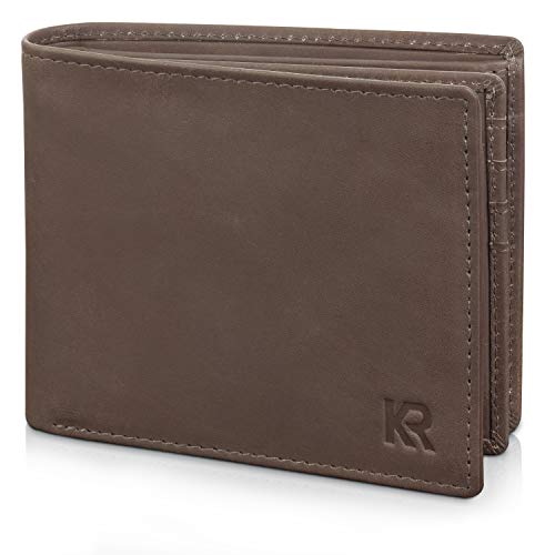 KRONIFY Große Geldbörse Herren aus Büffelleder mit RFID Schutz Portemonnaie Herren Geldbeutel Männer Leder Braun Brieftasche Herrengeldbeutel Portmonee Wallet Portemonnai