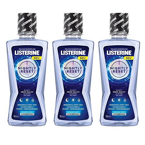 Listerine Nightly Reset Antibakterielle Mundspülung (für eine umfassende Zahnpflege und verbesserte Mundhygiene, Wirkt über Nacht) 3er Pack (3 x 400 ml)