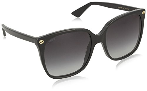 Gucci Damen GG0022S 001 Sonnenbrille, Schwarz (Black/Grey), 57