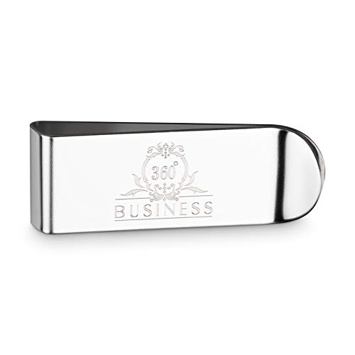 360°Business Geldklammer für Scheine aus Edelstahl – Geldscheinklammer für Damen und Herren – Money Clip für viel Geld – Farbe Silber Silver – 5,6cm x 2,1cm x 0,6cm