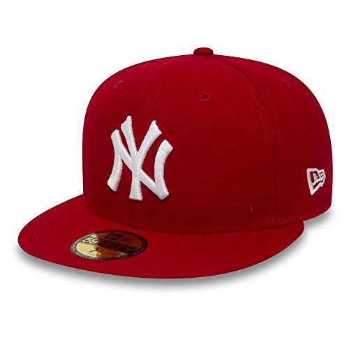 New Era Erwachsene Baseball Cap Mütze Mlb Basic New York Yankees 59Fifty Fitted,10011573,Rot, 7