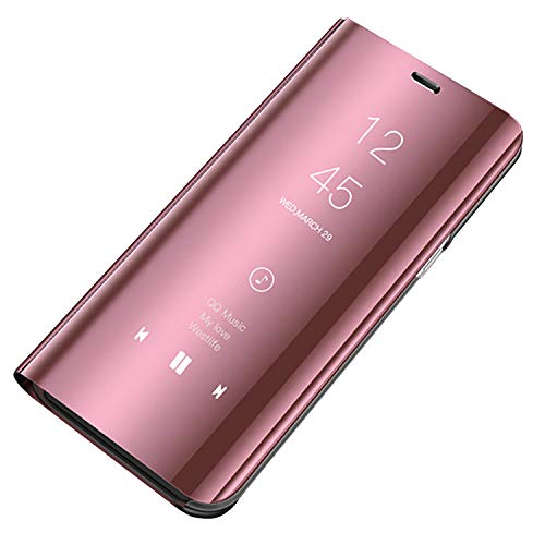 Bakicey Galaxy S7 Edge Leder Hülle, Galaxy S7 Handyhülle Spiegel Schutzhülle Flip Tasche Case Cover für Samsung S7, Stand Feature handyhuelle etui Bumper Hülle für Samsung S7 Edge (S7 Edge, Rose)