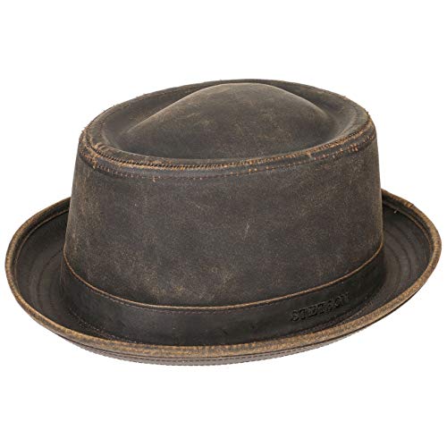 Stetson Pork Pie Hut Odenton Damen/Herren | Porkpie aus Baumwolle | Fedora Wasserabweisend & Sonnenschutz | Herrenhut Sommer/Winter | Musikerhut braun L (58-59 cm)