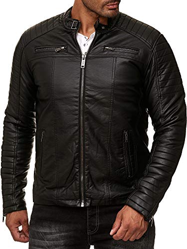 Red Bridge Herren Kunst- Lederjacke Bikerjacke Biker Steppjacke (S, Schwarz)