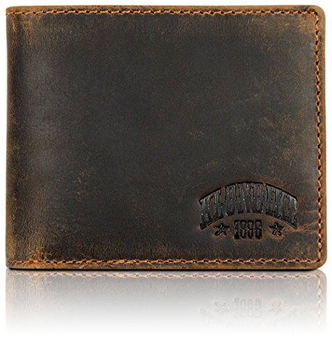 Klondike 1896 'Caleb' Geldbörse Herren Leder Portmonee – Herren Portemonnaie im Querformat – Portmonaise Männer Herrengeldbörse Mens Wallet, Braun