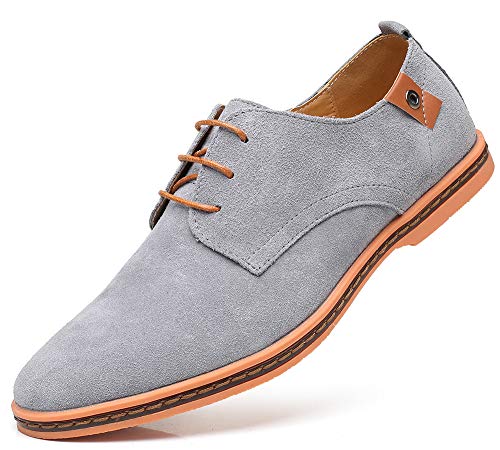 CAGAYA Herren Freizeit Schuhe aus Leder Business Anzugschuhe Atmungsaktiv Lederschuhe Oxford Halbschuhe Party Hochzeit übergrößen 38-46 (42 EU, Grau-077)