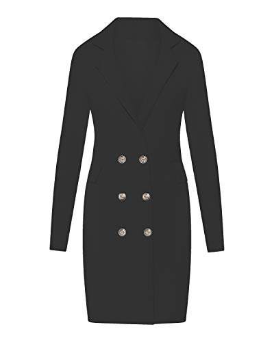 Kendindza Damen-Jacke | Mantel | Abend-Blazer mit Knöpfe (Schwarz, M)