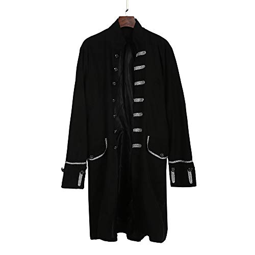 MYMYG Herren Steampunk viktorianischen Mantel mittelalterlichen Jacke Viking Renaissance formalen Frack Gothic Tuxedo Stehkragen Mantel Kostüm Frack Jacke Gothic Gehrock Uniform