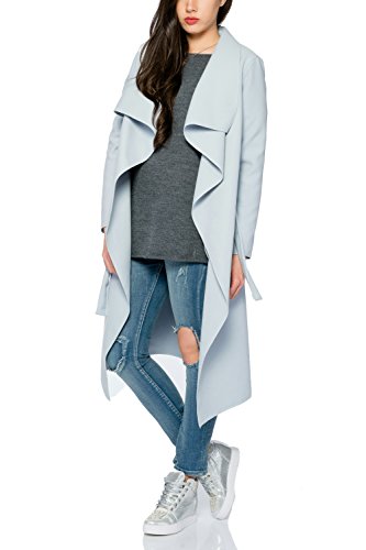 Kendindza Damen Mantel Trenchcoat mit Gürtel OneSize Lang und Kurz (One Size, Hellblau Lang)