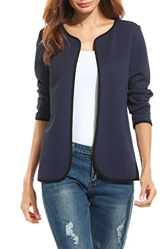 Parabler Damen Herbst Strickjacke Cardigan Kurze Offene Blazer Bolero Jacke Mantel Pullover Tops (EU 44/ XXL, 1_Dunkelblau)