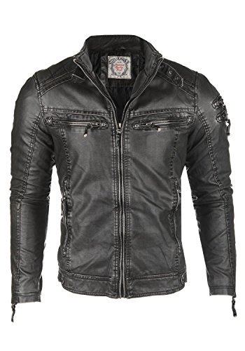 Cipo & Baxx Herren Kunstlederjacke Bikerjacke CM124-BLACK, M