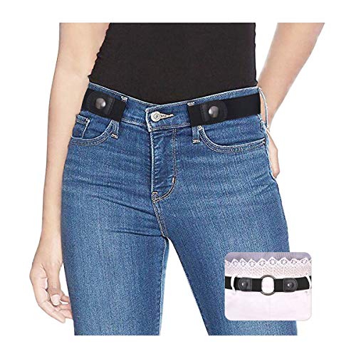 SUOSDEY Elastischer Gürtel Damen Taillen Gürtel Stretchgürtel Damen Herren Schwarz Unsichtbarer Gürtel Ohne Schnalle Für Jeans Hosen