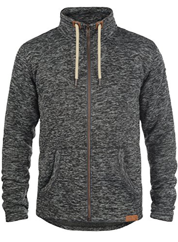 !Solid Luki Herren Fleecejacke Sweatjacke Jacke Mit Stehkragen Und Melierung, Größe:M, Farbe:Dark Grey Melange (8288)