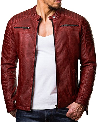 Redbridge Red Bridge Jacke Herren Biker Kunst- Lederjacke R-41451W (M, Rot)