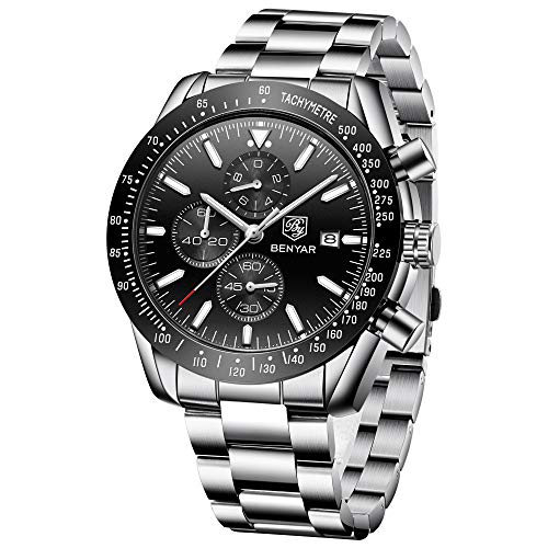 BENYAR Herren Uhren Chronograph Analog Quarzuhr Männer Wasserdicht Sport Armbanduhr