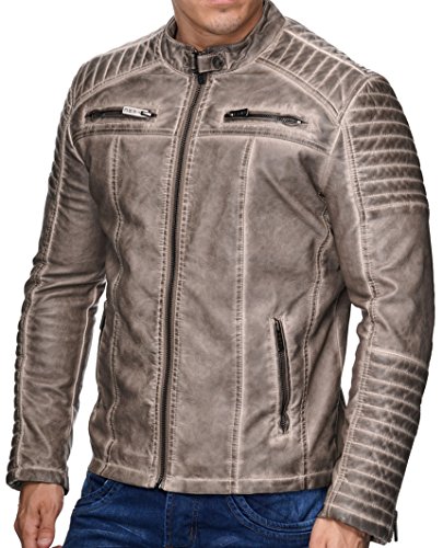 Redbridge Herren Jacke Übergangsjacke Biker Kunstleder – Grau