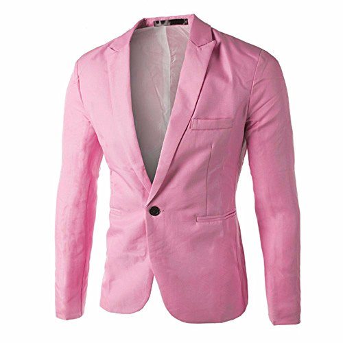 VEMOW Herbst Handsome Charm Herren Casual Slim Fit One Button Anzug Blazer Mantel Jacke Tops Männer Mode Anzugjacken(Rosa, EU-50/CN-XXL)