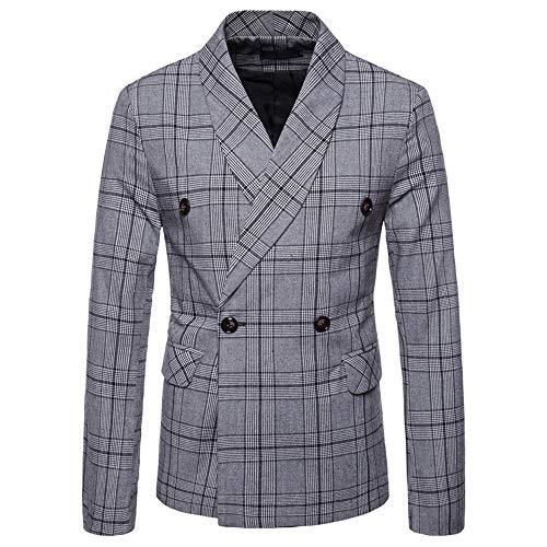 Battnot Herren Anzug Große Größen Slim Fit Fashionable Checked Zweireiher Knopfgitter Langarm Suit Blazer, Männer Mantel Geschäft Hochzeit Party Business Jacke Regular Fit Mens Stilvolle Coat Outwear