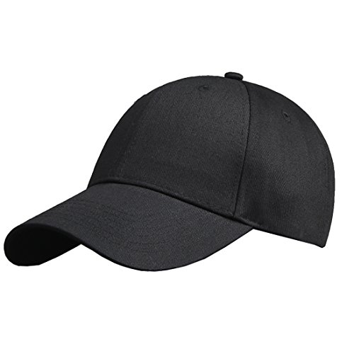 KeepSa Baumwolle Baseball Cap, Basecap Unisex Baseball Kappen, Baseball Mützen für Draussen, Sport oder auf Reisen – Reine Farbe Baseboard Baseballkappe Kappe – Schwarz – Eine Größe einstellbar