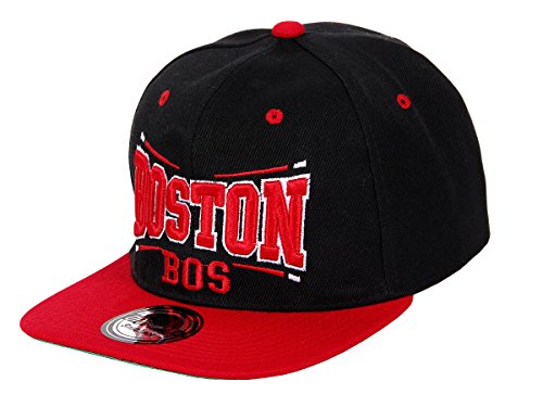 Snapback Basecap Starter Hat Hip Hop Cap Schirmmütze Baseballcap Baseball Mütze Kappe, Farbe wählen:Cap-30 BOS schwarz rot