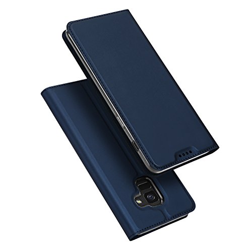 DUX DUCIS Galaxy A6 2018 Hülle,Flip Folio Handyhülle [Standfunktion] [1 Kartenfach] [Magnet] [Anti-Rutsch] Ultra Dünn Ledertasche Schutzhülle Cover für Samsung Galaxy A6 (Blau)