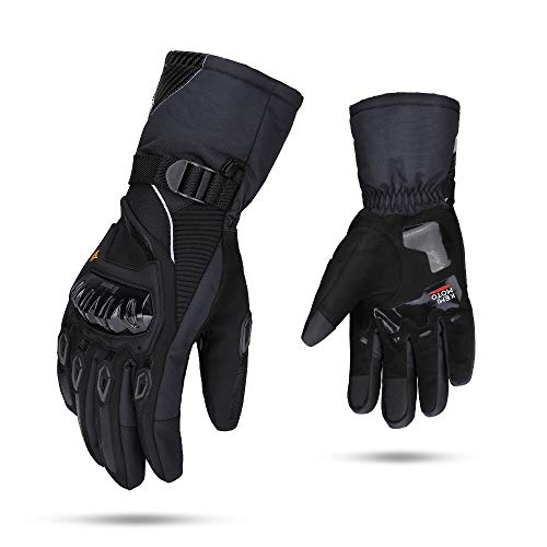 Winter Motorradhandschuhe, Motorrad Handschuhe Winter, Touch Screen Handschuhe Wasserdicht Winddicht Sporthandschuhe Warm Handschuhe (XXL,Schwarz)