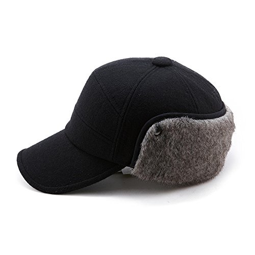 SIGGI schwarze Warme Baseballkappe Winter Ohrschutz Baseballcap Schirmmütze Für Herren