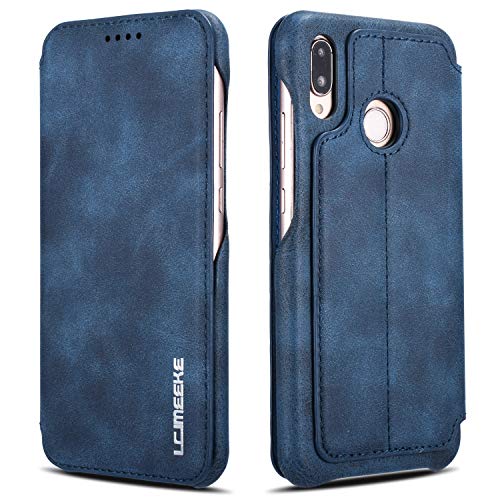 QLTYPRI Huawei P20 lite Huawei Nova 3e Hülle, Premium PU Leder Handyhülle Ultra Dünne Ledertasche Magnetisch Standfuß & Kartenfach Flip Schutzhülle für Huawei P20 lite Huawei Nova 3e – Blau