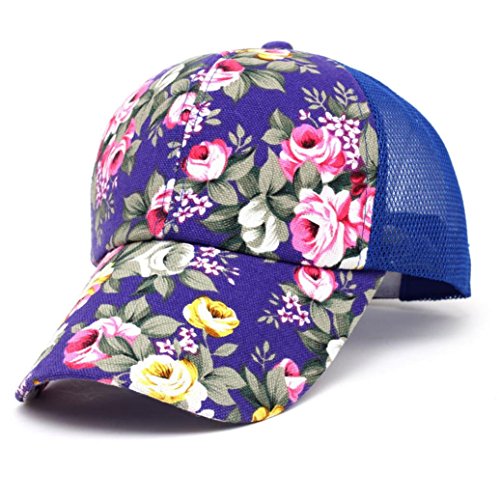 unsex Baseball Cap Ronamick Blumen Baumwolle Baseball Cap Jungen Basecap Mädchen Snapback Hip Hop Flachen Hut Kappe,baseballmütze,Mütze (Blau)