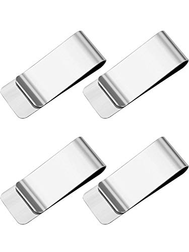 Geldklammer,4 Pack Geldscheinklammer Silber Geldclip Geldklammer Money Clip zum Männer und Frauen 55 * 20 * 1CM Edelstahl