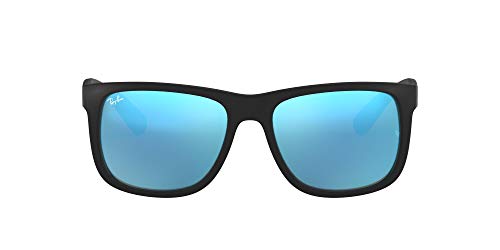 Ray-Ban 0RB4165 Justin Classic Sonnenbrille Large (Herstellergröße: 55), Schwarz (Gestell: Schwarz, Gläser: Blau Verspiegelt 622/55)