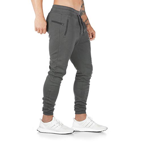 CakCton Herren Jogginghose Sporthose Baumwolle Fitness Slim Fit Hose Freizeithose Joggers Streetwear (Grau, X-Large)