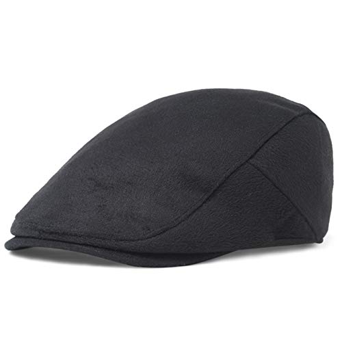 ArtiDeco Barett Cap Herren Schiebermütze Gatsby Schirmmütze Newsboy Flat Cap Baskenmütze 1920 Stil Gatsby Kostüm Accessoires (Reines Schwarz, Medium)