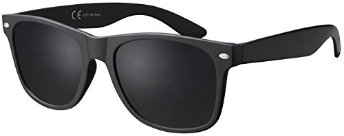 Sonnenbrille La Optica UV 400 CAT 3 CE Damen Herren Nerd – Einzelpack Matt Schwarz (Gläser: Grau)