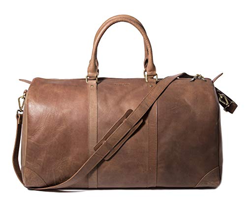 HOLZRICHTER Berlin No 8-2 (L) – Premium Weekender Reisetasche, Sporttasche & Handgepäck aus Leder – Camel-braun