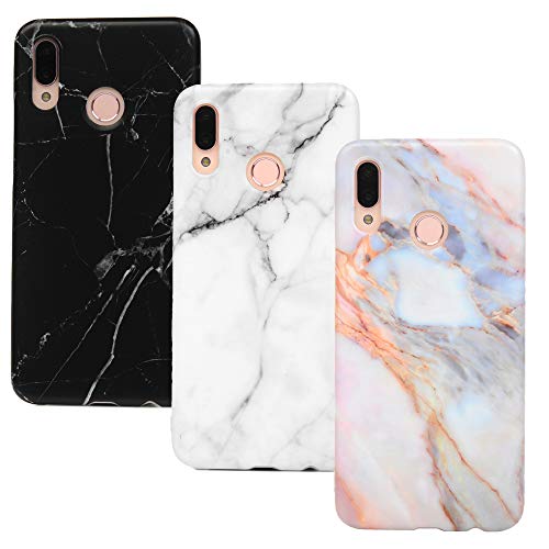 P20 Lite Handyhülle Huawei P20 Lite Hülle Case Cover Silikon Matt Marmor Muster Weiche Tasche Herren Damen Marble Schutzhülle Dünn Handytasche Skin Soft Case Schale Bumper TPU Handycover*3 Fall-Set2