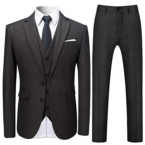 Allthemen Herren Slim Fit 3 Teilig Anzug Modern Sakko für Business Hochzeit Party Hochzeit Grau XXX-Large